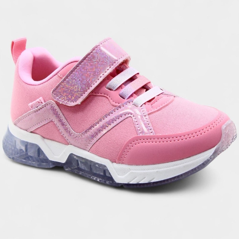 Tênis Infantil Klin Light Led Detalhe Holográfico Menina - Rosa em Oferta na Shopee