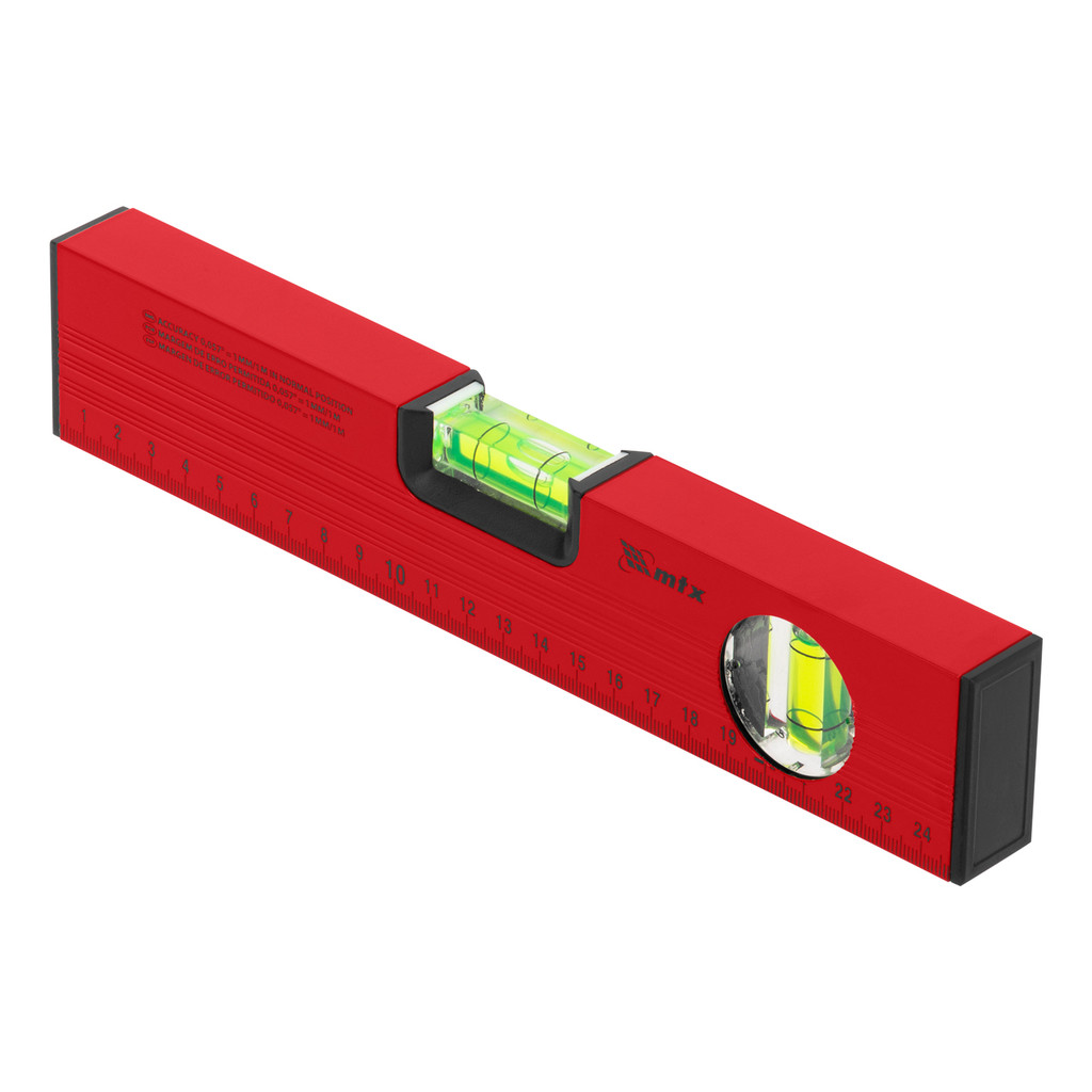 NIVEL DE ALUMINIO, COM REGUA, VERMELHO, 2 BOLHAS, 10POL., 250MM, 1PC // MTX em Oferta na Shopee