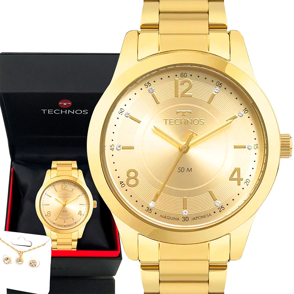 Relógio Technos Feminino Analógico Dourado Original Luxo Top em Oferta na Shopee