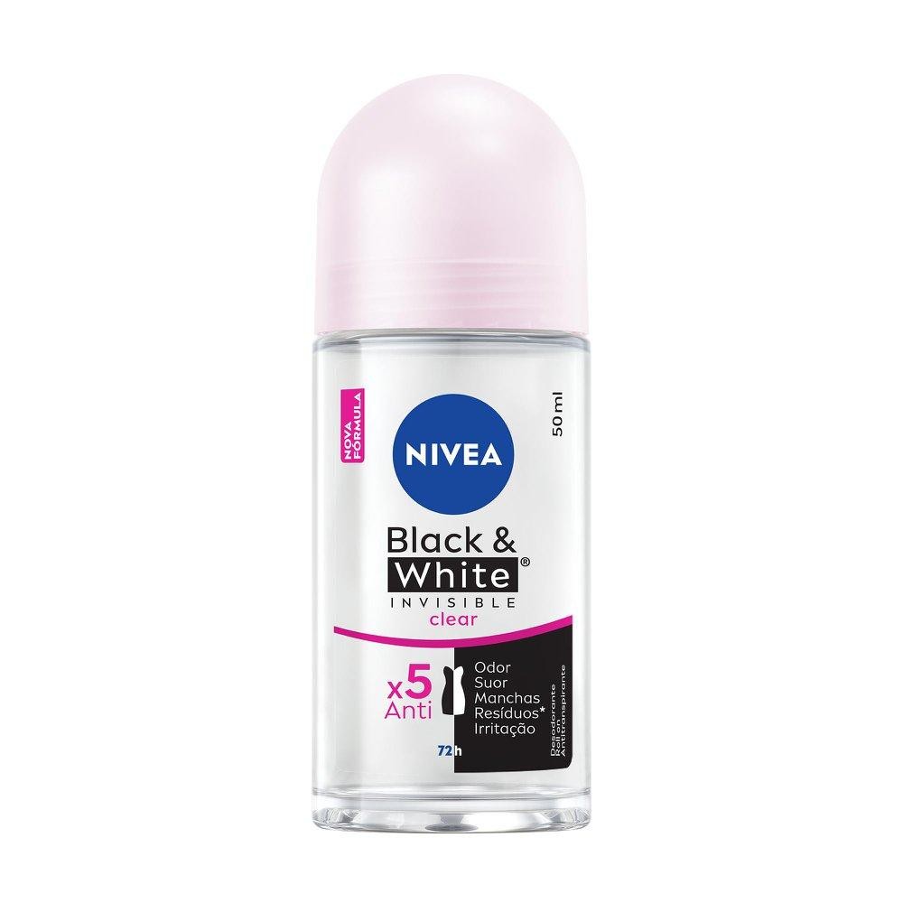 DESODORANTE ANTITRANSPIRANTE ROLL ON NIVEA BLACK E WHITE INVISIBLE CLEAR  50ML