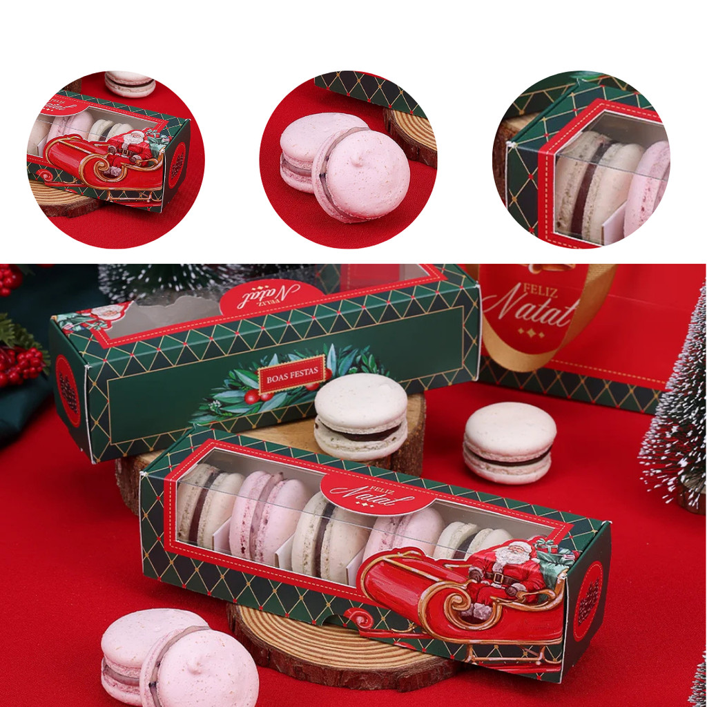 10 CAIXA COM BERÇO PARA MACARONS NATAL VINTAGE 5379 ( JANGO NATAL 2025 )