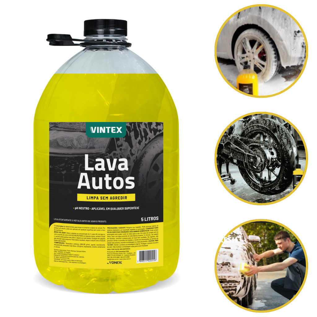 Lava Autos Vintex Vonixx 5l Shampoo Automotivo Ph Neutro - Brilho, Proteção, Alt