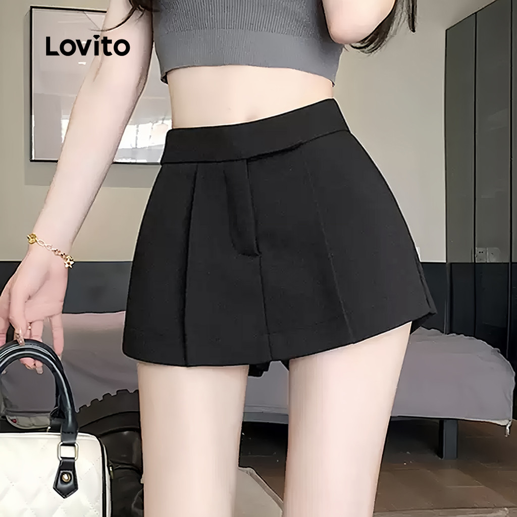 Detalhes do Lovito Short Casual Dupla Camada Verão Primavera Feminino L128ED379