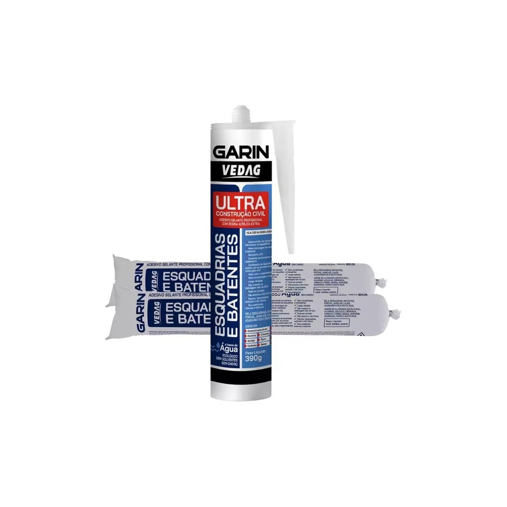 Vedante Adesivo Garin Vedag Ultra Esquadrias e Batentes 390g Cola Veda Impermeabiliza Base Água