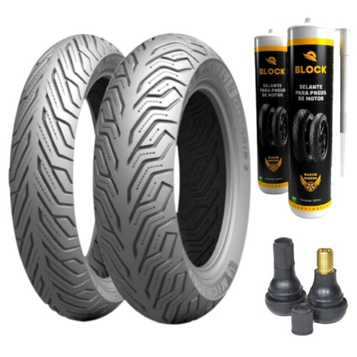 Par Pneu Yamaha Nmax 160 130/70-13 + 110/70-13 City Grip 2 Michelin + Bico + Selante