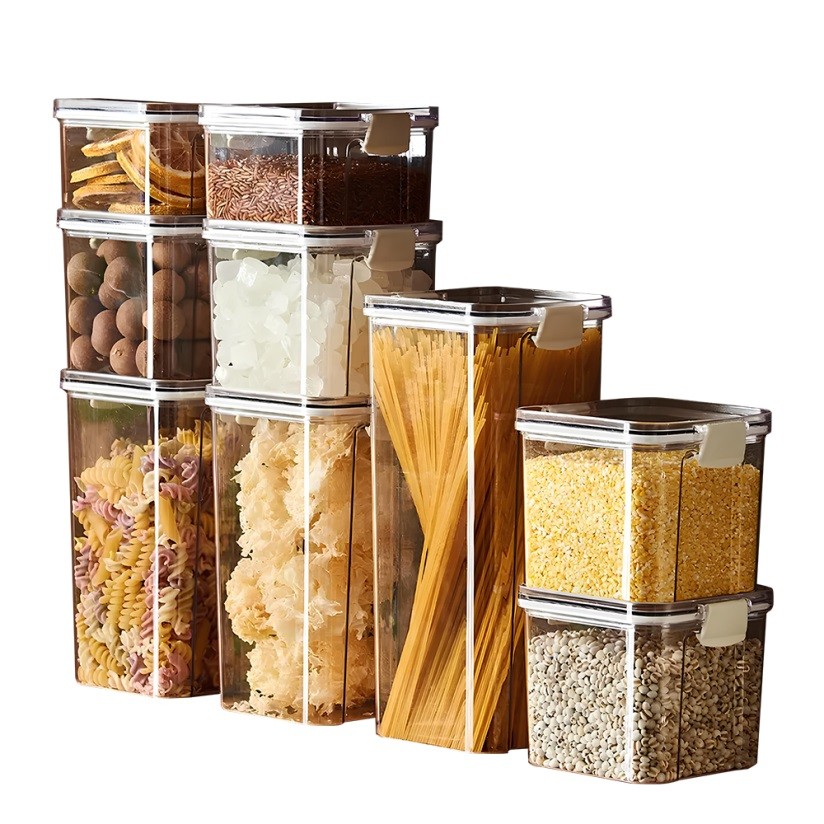 Kit 12 Potes de Mantimento Herméticos em Acrílico Branco Yikasa