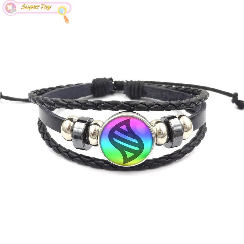 SUPERTOY 1 Peça Crianças Presente Anime Mega Pedra Snap Tecer Pulseira De Couro Cabochão De Vidro Ajustável Jóias Para M