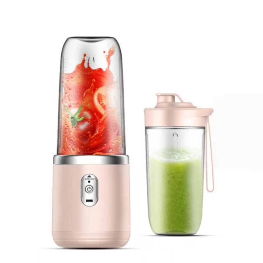 2 Unidades 400ML Espremedor Elétrico Mini Liquidificador Portátil 6 Lâminas Suco Alimentos Misturador