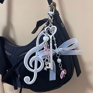 Bidimensional novo estilo nota arco chave nota pingente y2k menina chaveiro saco pingente corrente do telefone móvel
