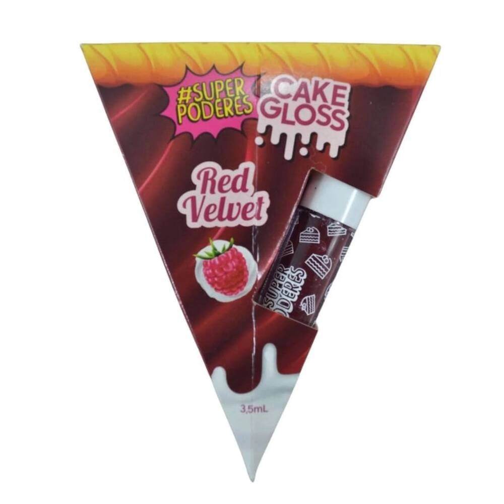 Cake Gloss Red Velvet Brilho Intenso, Hidratação e Lábios Volumosos - Super Poderes