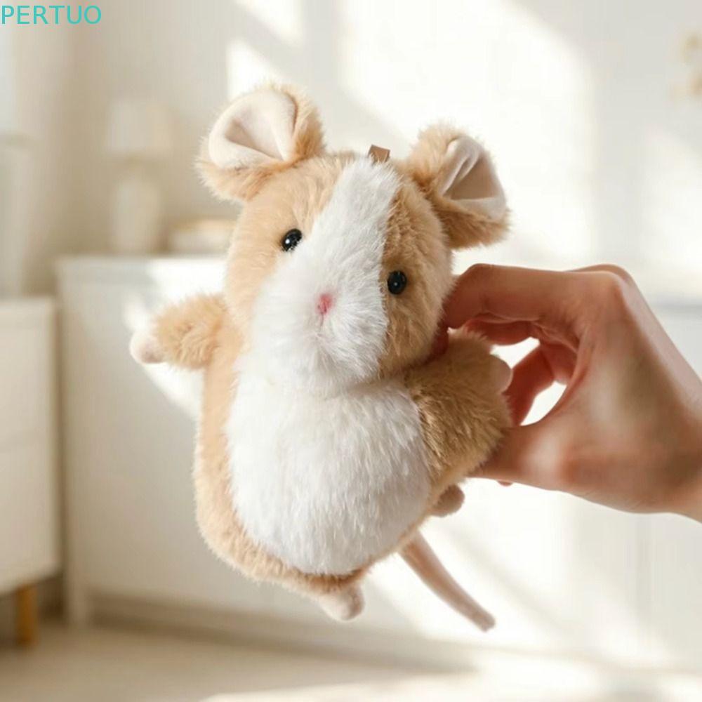 PERTUO Fancy Rat Plush Toy , Fofinho Macio Desenho Animado Animal De Estimação Pelúcia Rato Plushie , Mini Cinza Branco