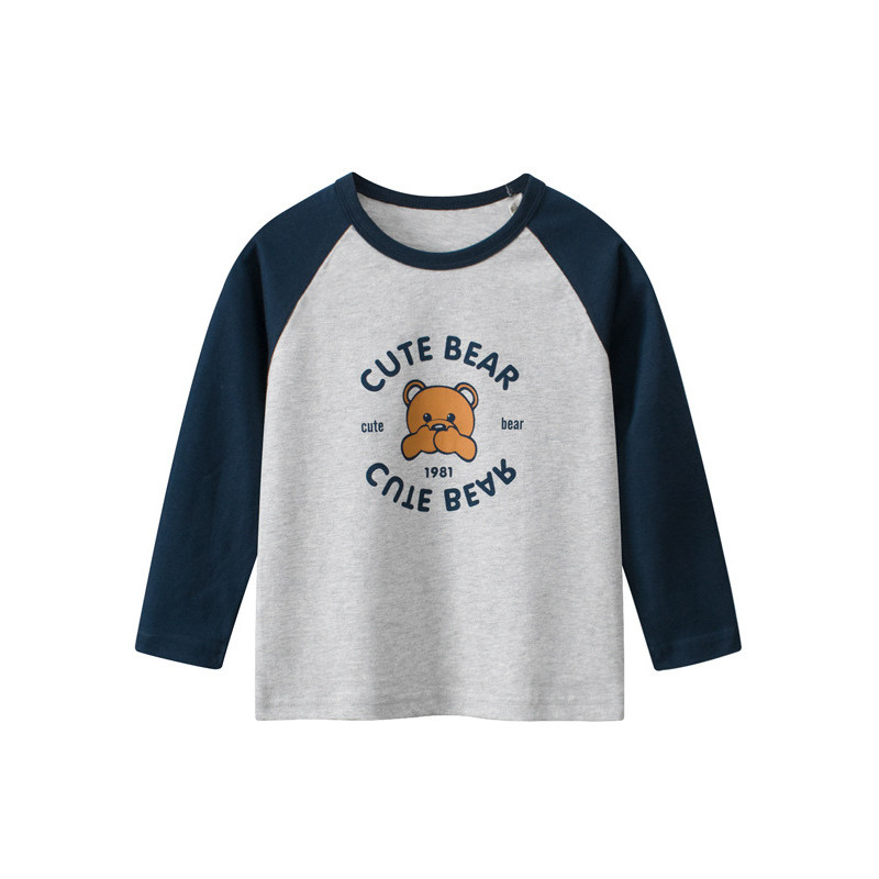 27 crianças roupas infantis de algodão puro meninos urso dos desenhos animados crianças manga Raglan camiseta de manga c