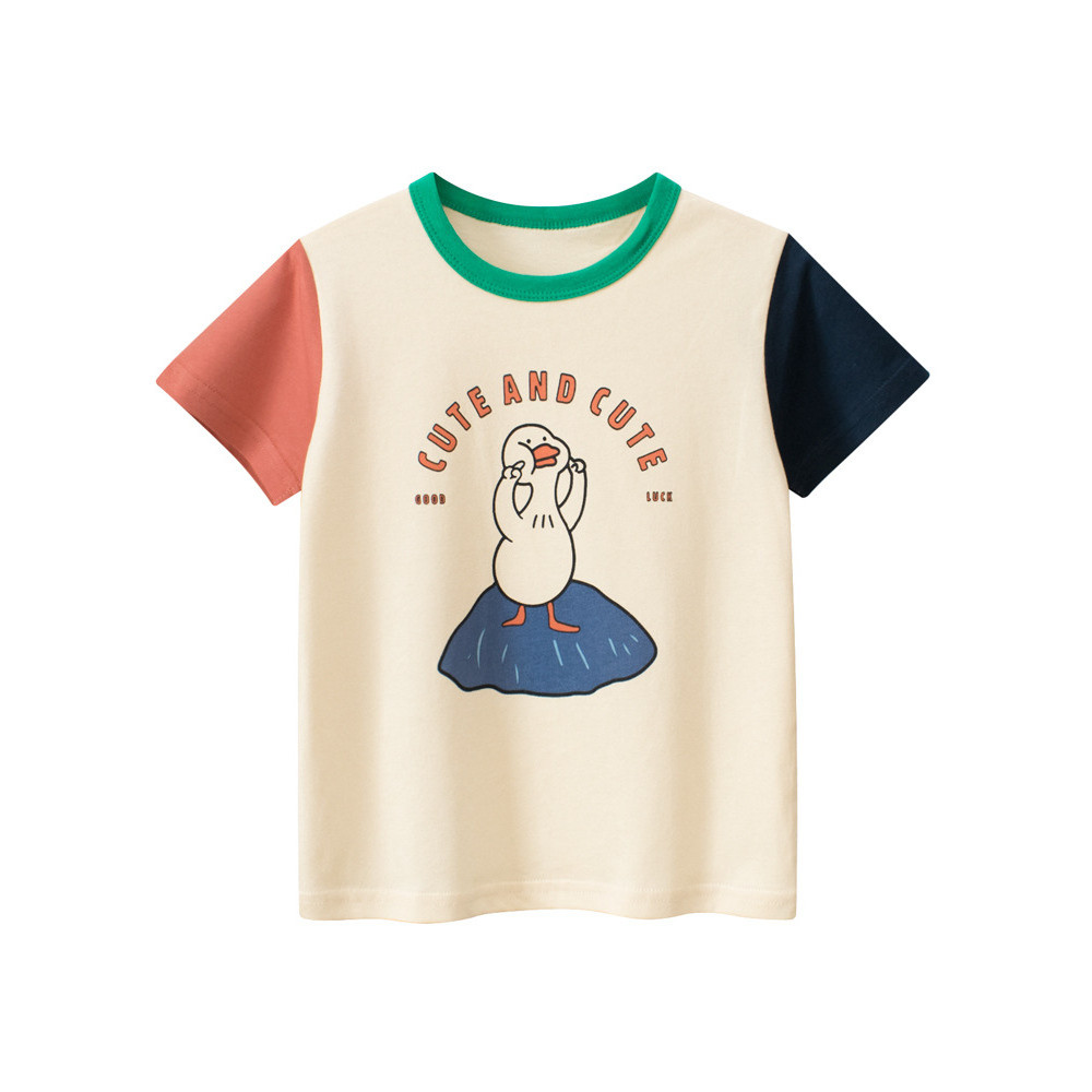 27 crianças marca puro algodão mangas roupas infantis verão bonito dos desenhos animados grande ganso crianças camiseta 
