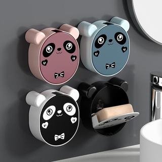 Suporte de Sabonete de Parede com Tampa Articulada, Estilo Cartoon Fofo, com Drenagem, Sem Furos, Caixa de Sabonete Pand