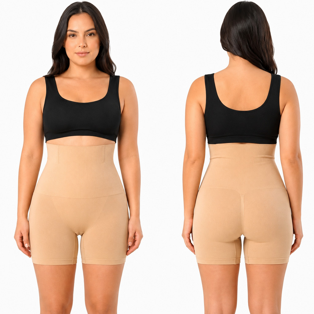 Short Cinta Feminino Modelador Alta Compressão Confortável Cintura Alta