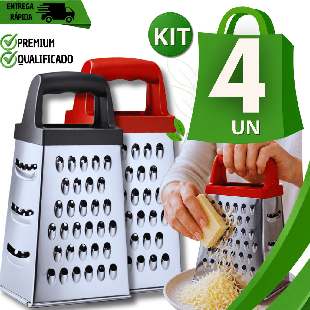Ralador Inox 4 Faces Inox Queijo Legumes Cabo Ergonômico 18Cm Cores Sortidas Utilidades