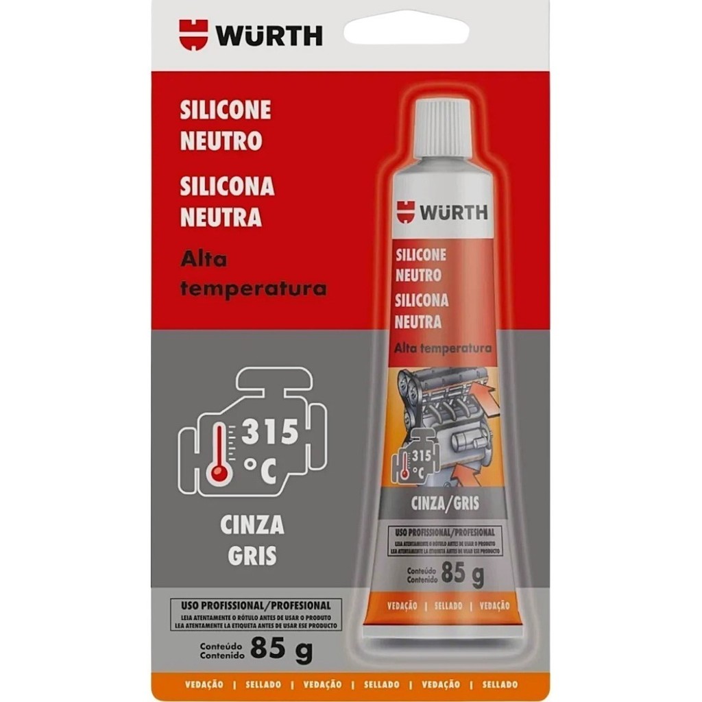 Adesivo Cola Silicone Alta Temperatura Pro Cinza Wurth 343ºc Wurth 0890324085
