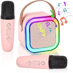 Caixa de Som Bluetooth Karaokê com 2 Microfones Sem Fio Luz RGB Portátil