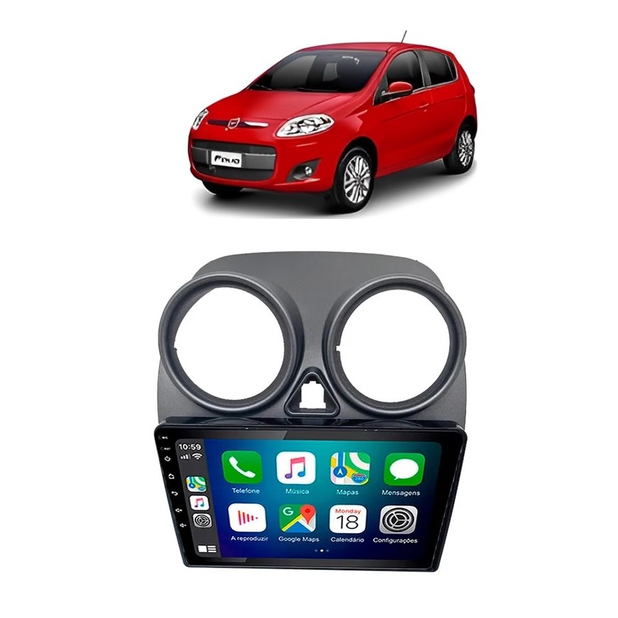 Kit Multimídia Palio 2012 / 2016 Essence Sporting Graf 9 Pol Android Carplay Gps 2/32GB - Roadstar 915BR