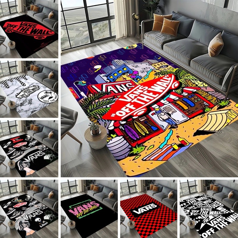 Cartoon Doodle Vans Crystal Velvet Carpet Tapete Antiderrapante Adequado Para A Pele Uso Doméstico Interno