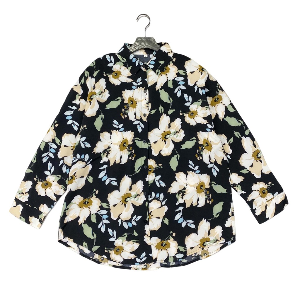 C6161 Primavera Novo Estilo Feminino Solto Casual Impresso Camisa Moda Lapela Camisa Manga Longa Jaqueta Protetor Solar