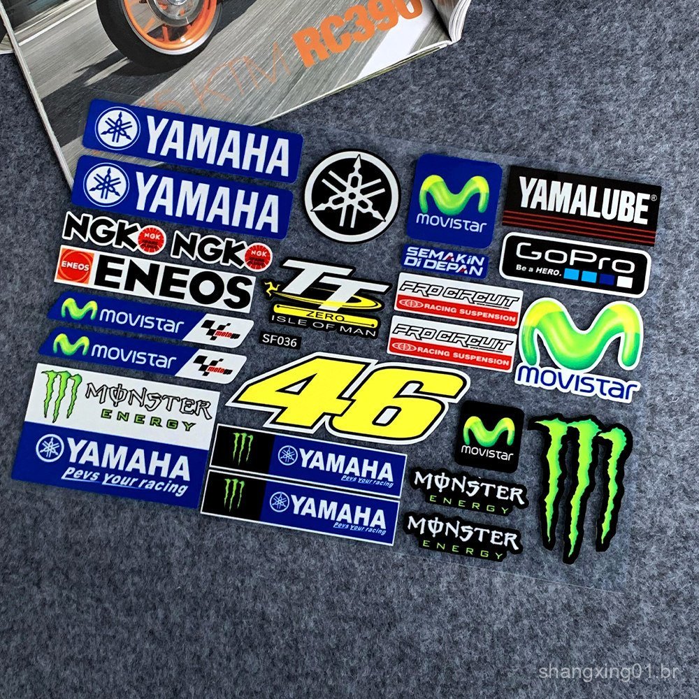 Adesivo Refletivo Monster Yamaha para Motocicletas, Scooters Elétricas e Capacetes 7NVY