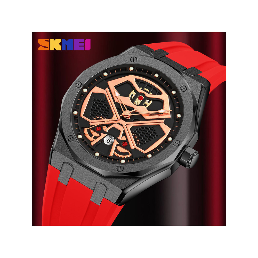 SKmei Moment Beauty Novo estilo luz luxo legal calendário relógio de quartzo rubi pulseira de Silicone relógio masculino