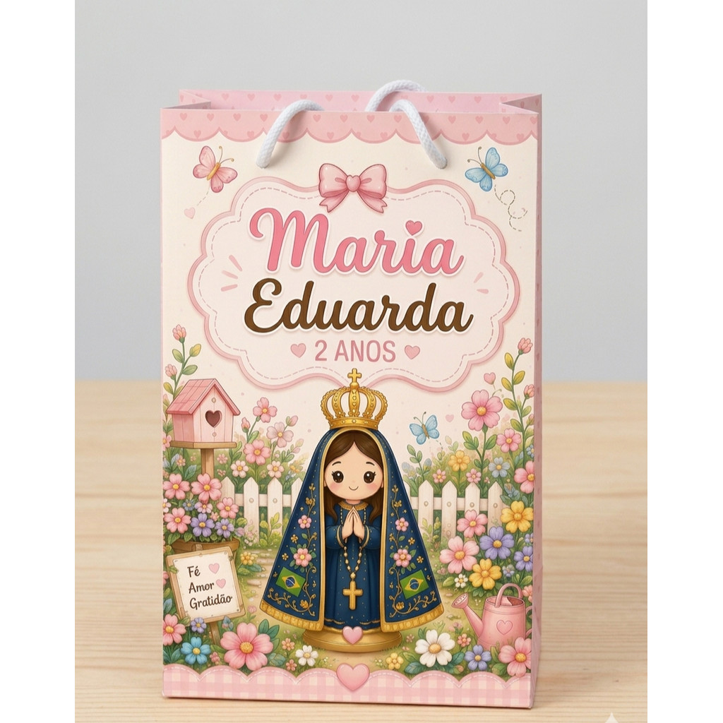 Kit Sacolinha Personalizada  de Aniversário Nossa Senhora Aparecida  - Lembrancinha Aniversário I
