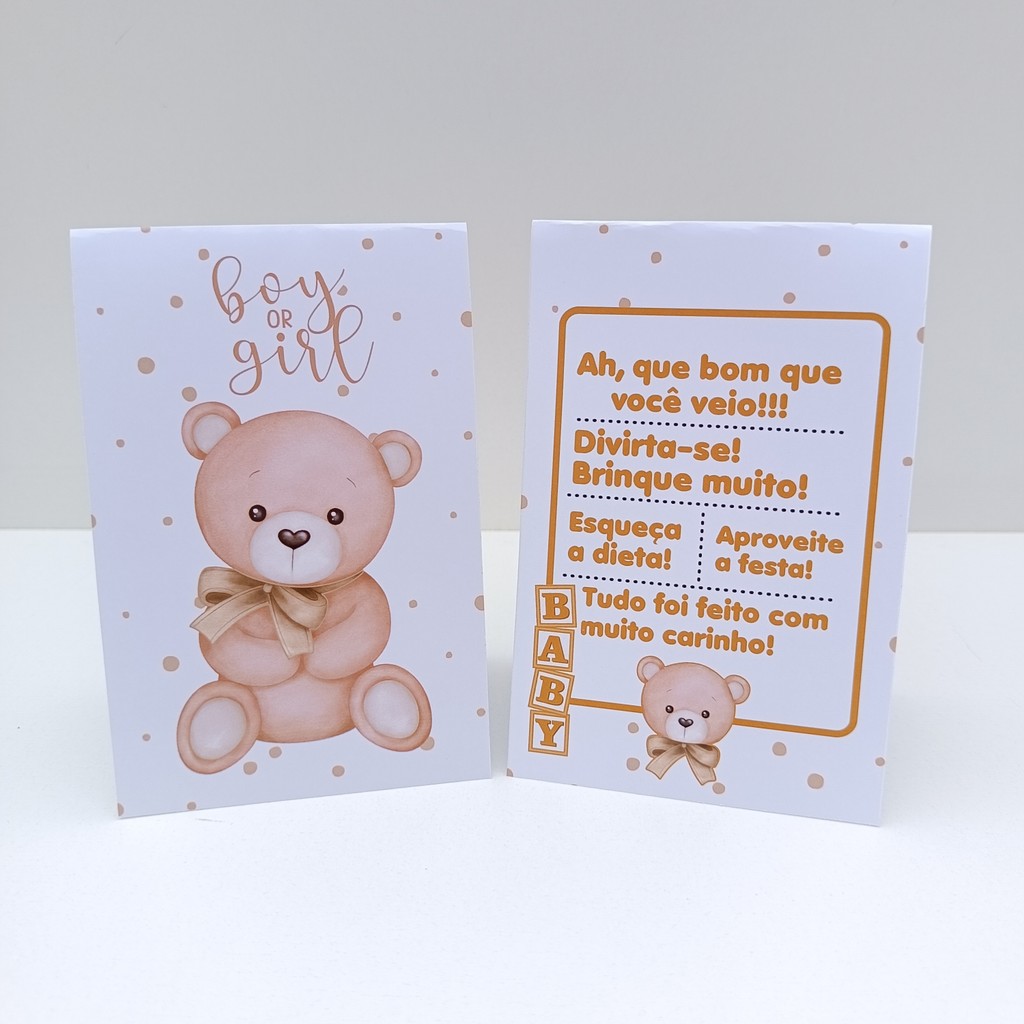 Plaquinha de Agradecimento Chá Revelação Ursinho Dourado l Personalizados l Lembrancinha de Festa l Aniversário