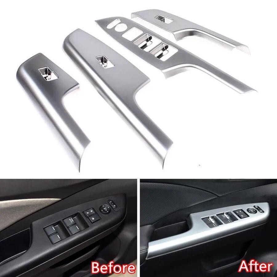 Yakica 4 Pçs/set Porta Do Carro Braço Interruptor Da Janela Botão Quadro Guarnição Capa Adesivo Para Honda CRV 2012-2015
