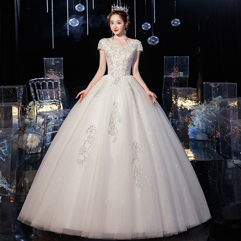Atacado mestre vestido de casamento 2025 novo estilo noiva um ombro até o chão simples passeio banquete luz gaze pequeno