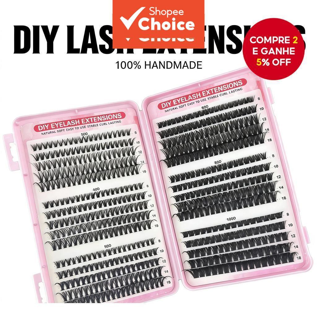 Livro De Aglomerados De Cílios DIY Em Massa 570 Unidades | 8-16mm D Curl 30D-100D 6 Estilos Aplicação Fácil E Macia Natu