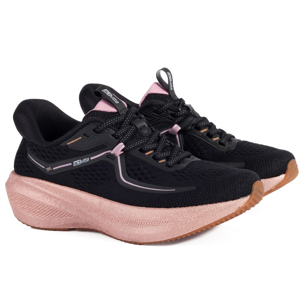 Tênis Feminino Actvitta Esportivo Ultra Leve com Amortecimento Corrida Caminhada - Preto — imagem 2 de 2