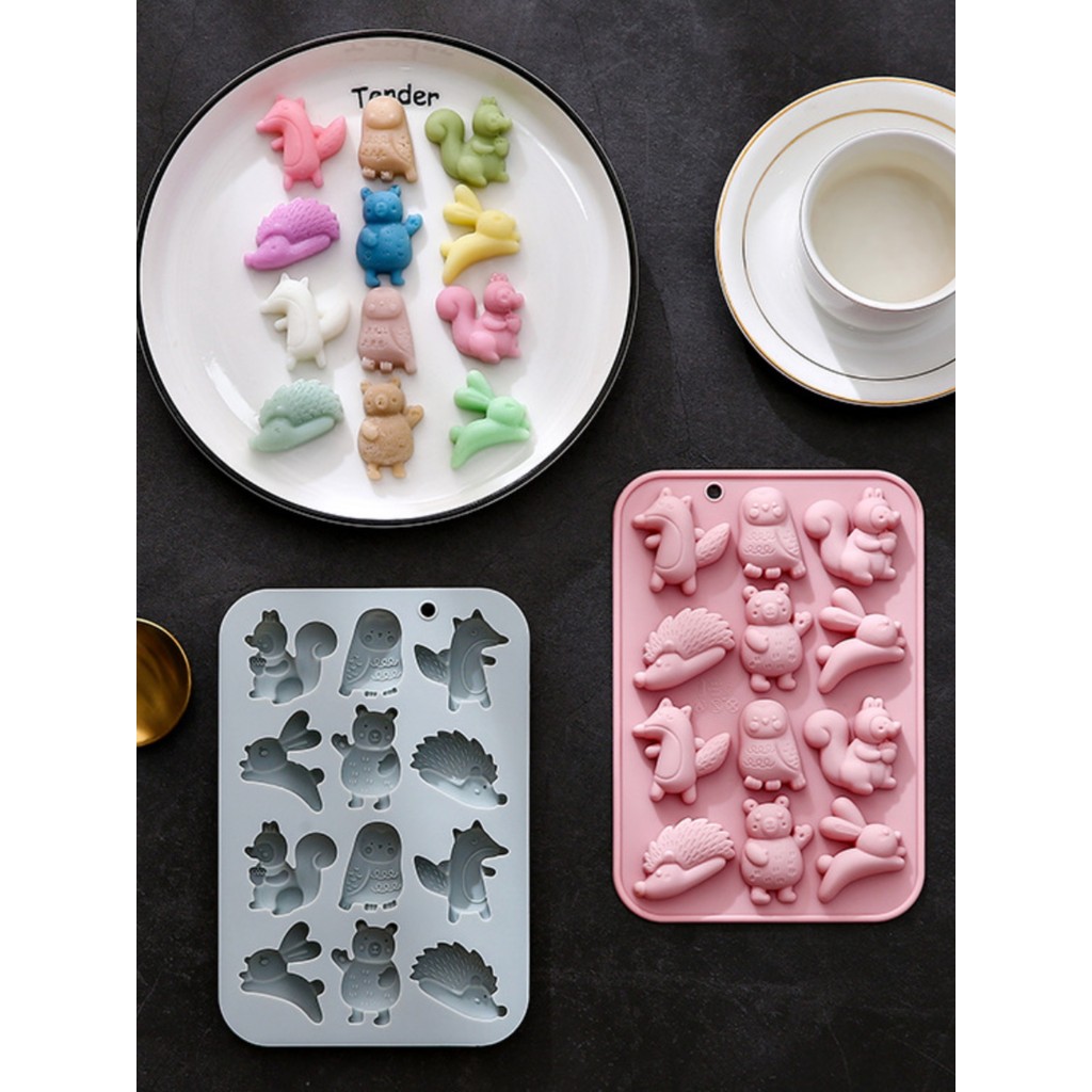 Bandeja de gelo de Silicone de desenho animado, 12 em 6 tipos, cubo de gelo, faça você mesmo, Chocolate, doces, bolo, mo