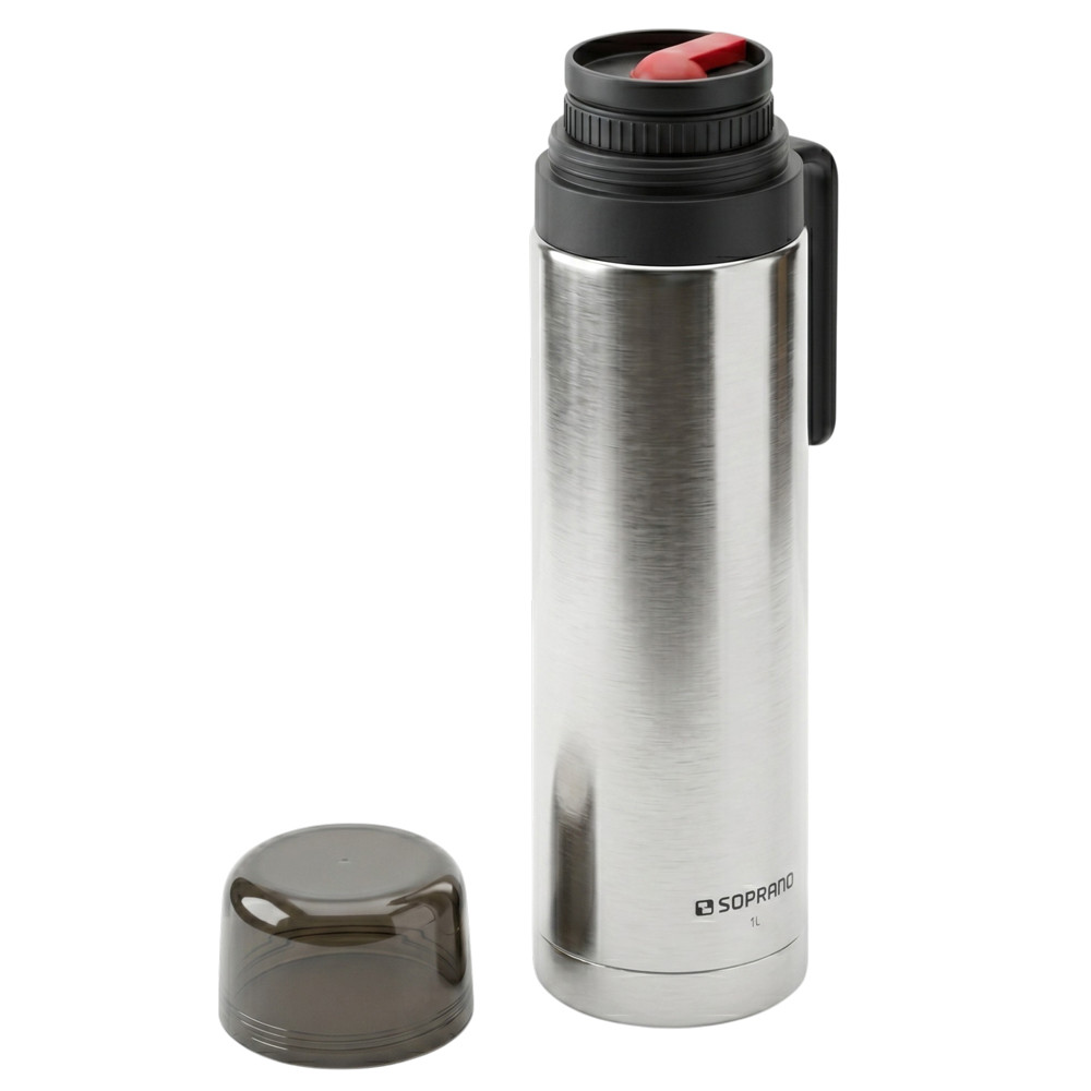 Garrafa Térmica 100% Inox Inquebrável Agata Slim 1 Litro Rolha Dupla Ação Soprano