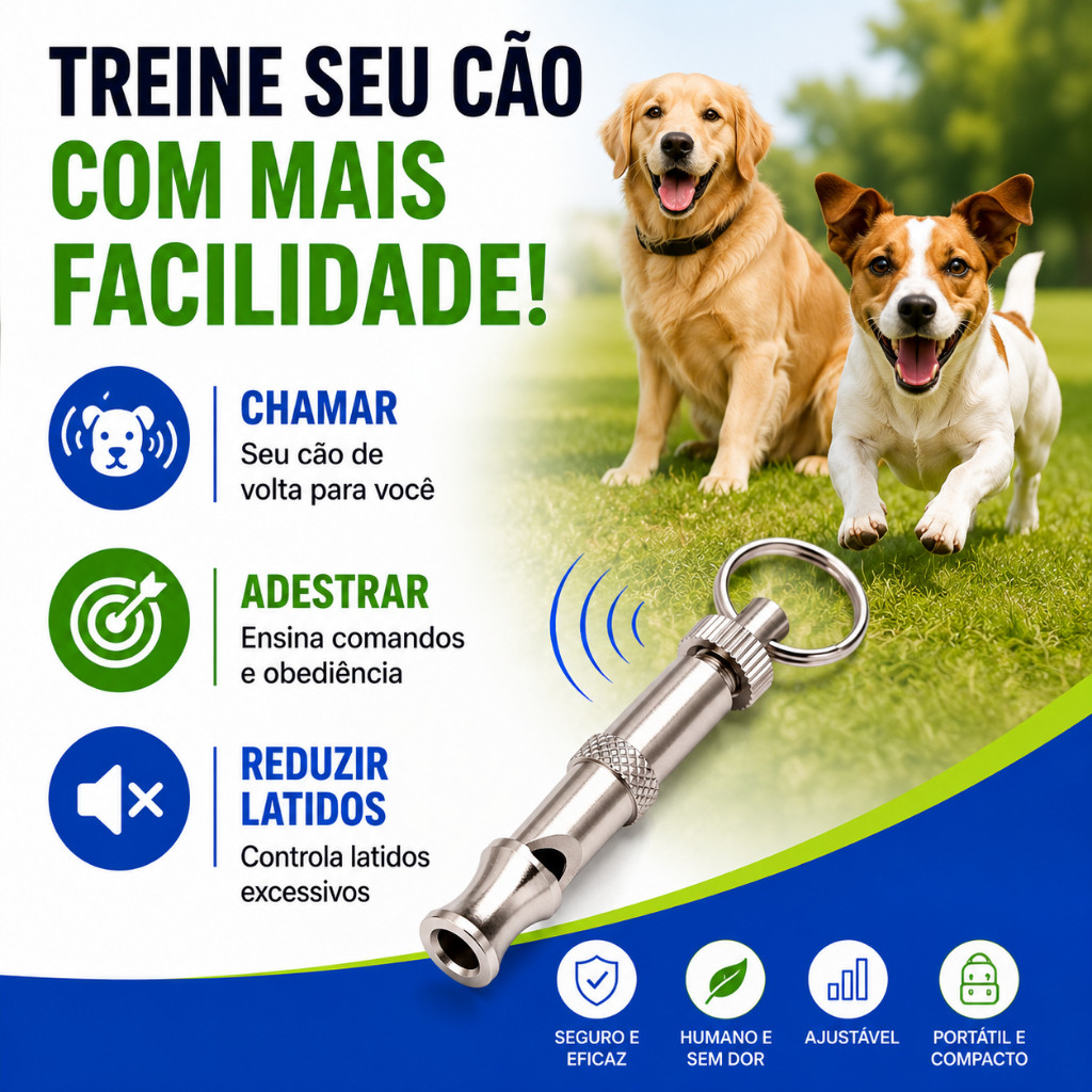 Apito de Treinamento Cães Controle de Latidos Chamado Adestramento  Ultrassonico educador Cachorro