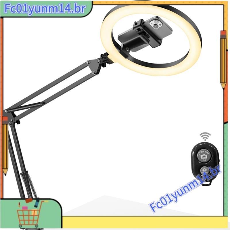Ring Light Anel De Luz LED Para Selfie De 10 " Com Suporte Suspenso Telefone Mesa , Controle Remoto E Lâmpada De Lona