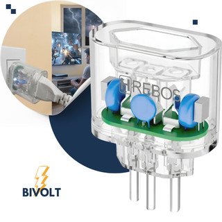 Protetor de Surto Dps Hrebos 3 Pinos 20A Bivolt Transparente Anti Raio Surtos Elétricos