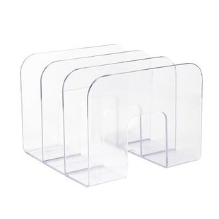 Organizador Livros Acrílico Transparente 3 Divisões Escritório Decoração Prático Resistente