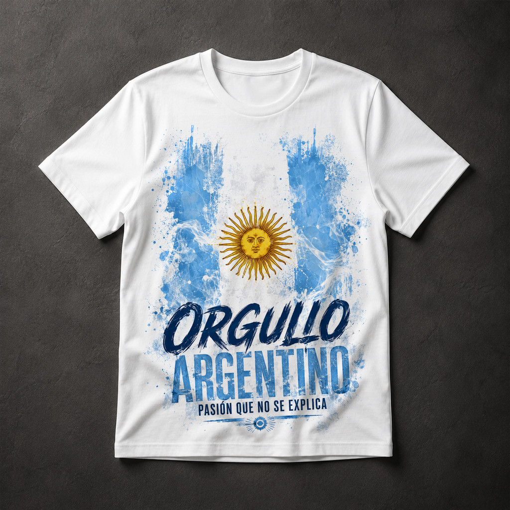Camiseta Orgullo Argentino Bandeira Argentina Sol de Maio Futebol Masculina