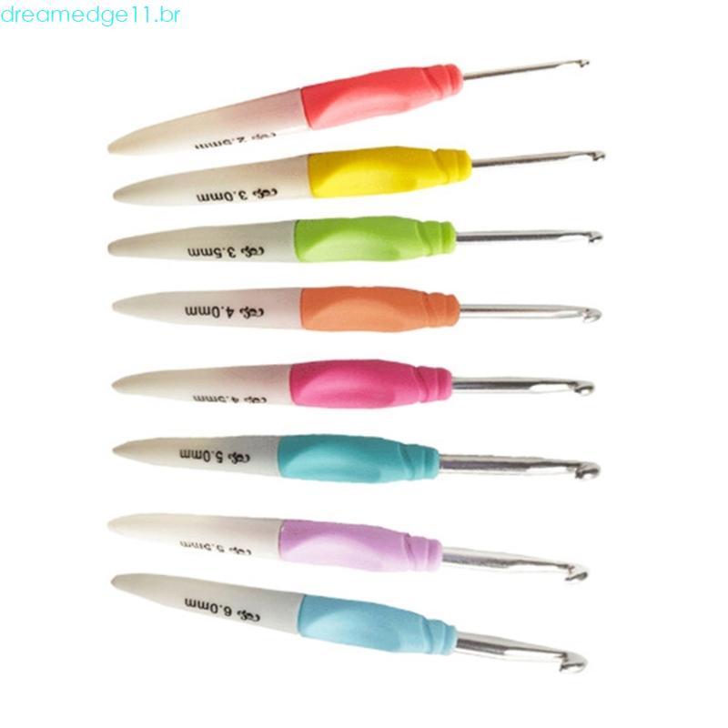dreamedge11 8 Unidades De Agulha De Gancho De Crochê Com Cabo Ergonômico 2 5 Mm-6 Para Artesanato De Tricô Iniciantes