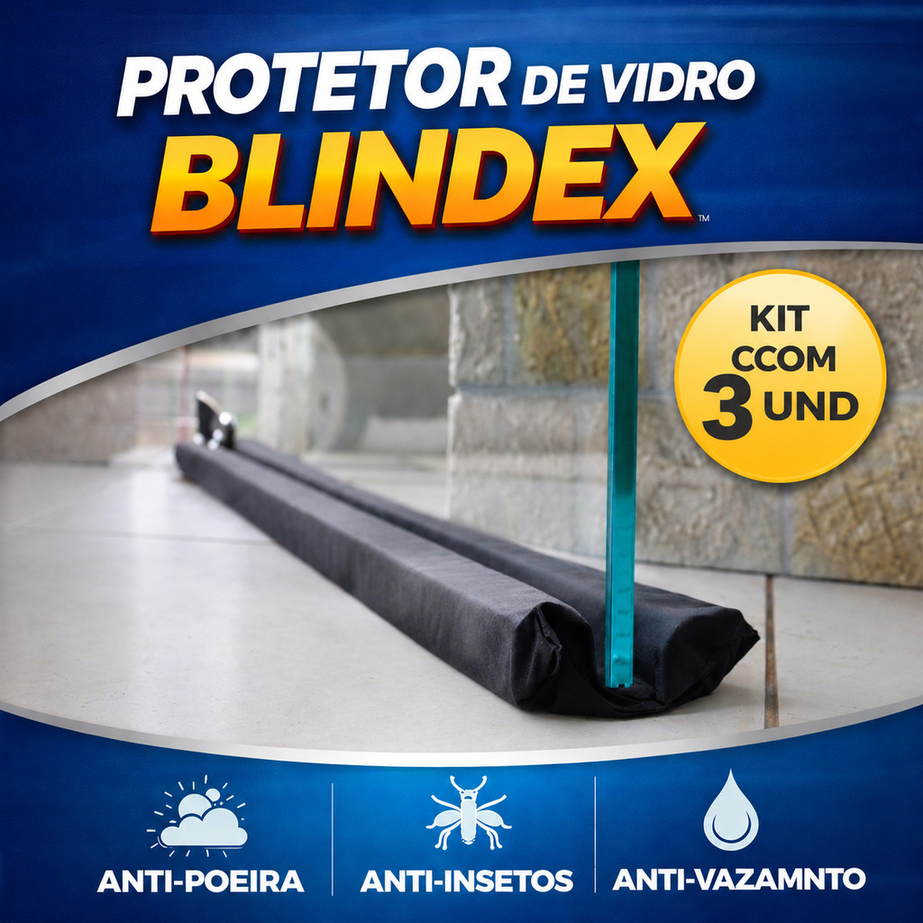 Kit 3 Protetores Veda Porta Vidro Blindex 50 Cm Até 2,10 cm Metros Todos Os Tamanhos Contra Insetos