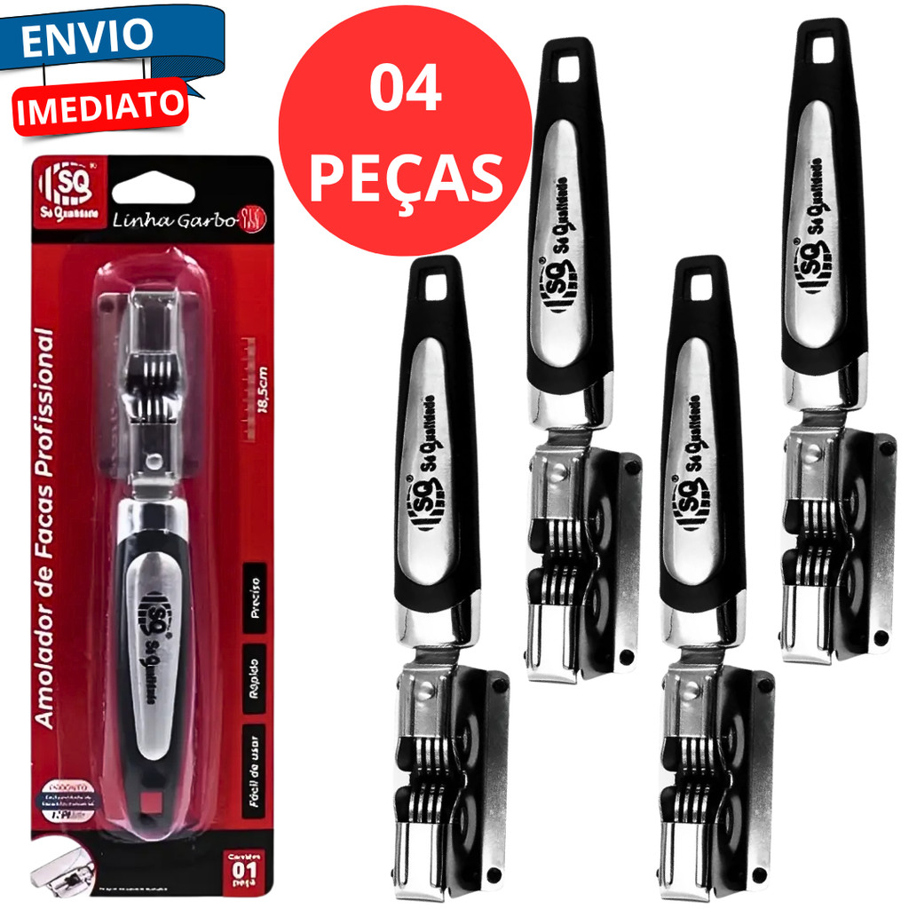 Kit 4 Afiadores Amoladores Facas Manual Aco Inox Profissional Facão Tesoura Portátil Multifuncional
