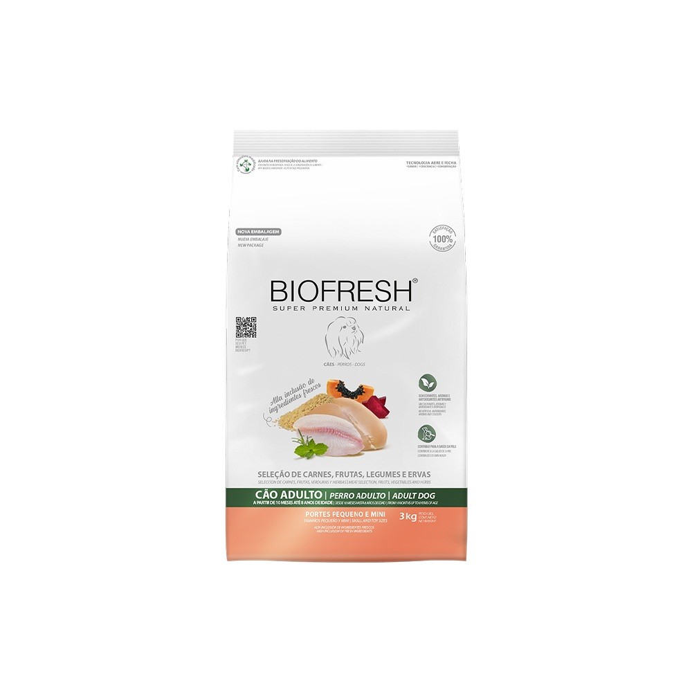 Imagem de Ração Biofresh para Cães Adultos Raças Pequenas e Mini Carne 3kg