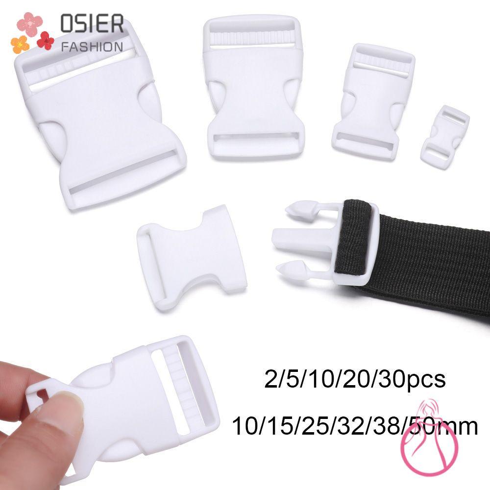 OSIERFASHION 2/5/10/20/30pcs Fivela Curva Bolsa Alça Webbing Plástico Branco Ajustável Paracord Pulseira Bloqueio