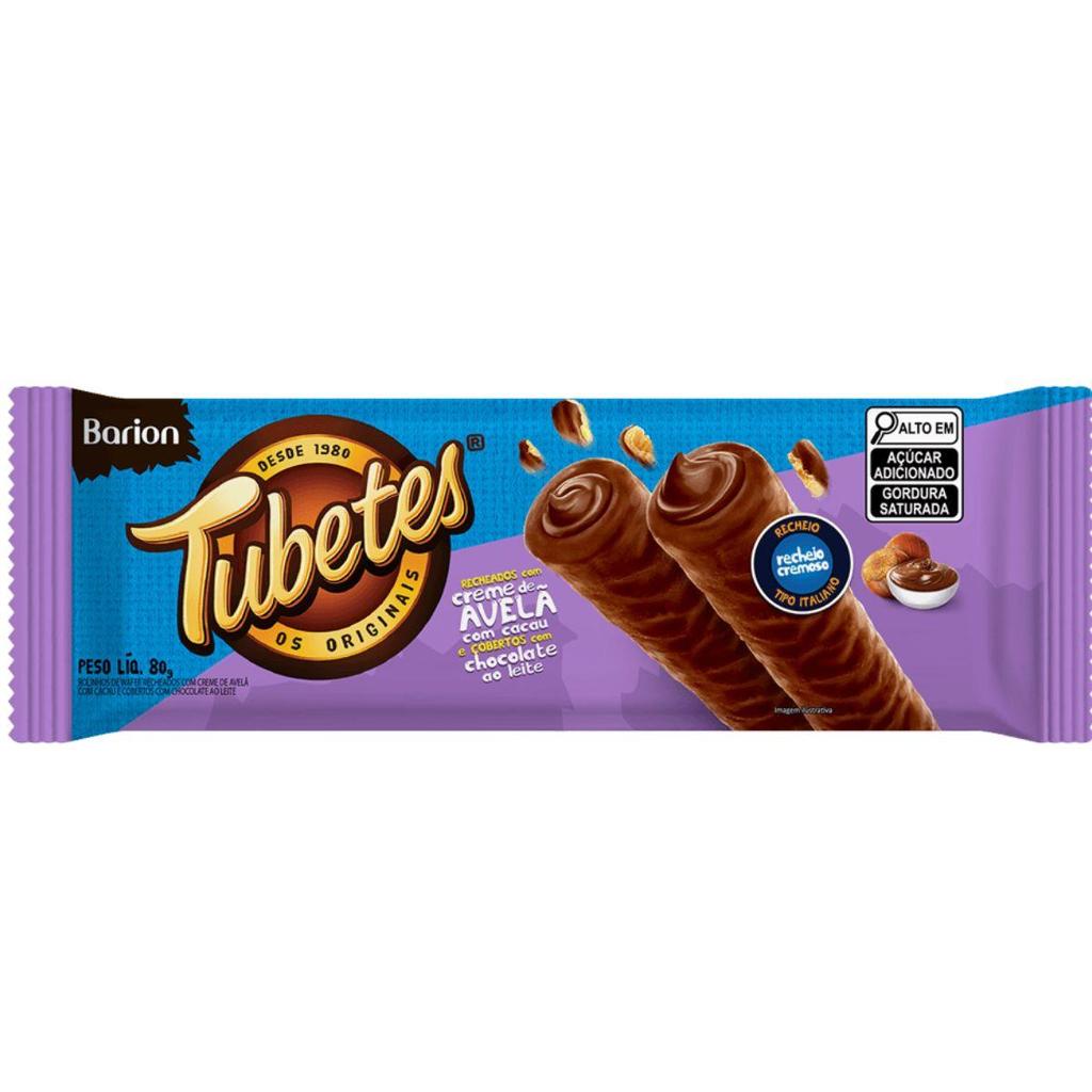 Barion Rolinho Wafer Bau Rech Avelã Cob Choc Tubetes 80G