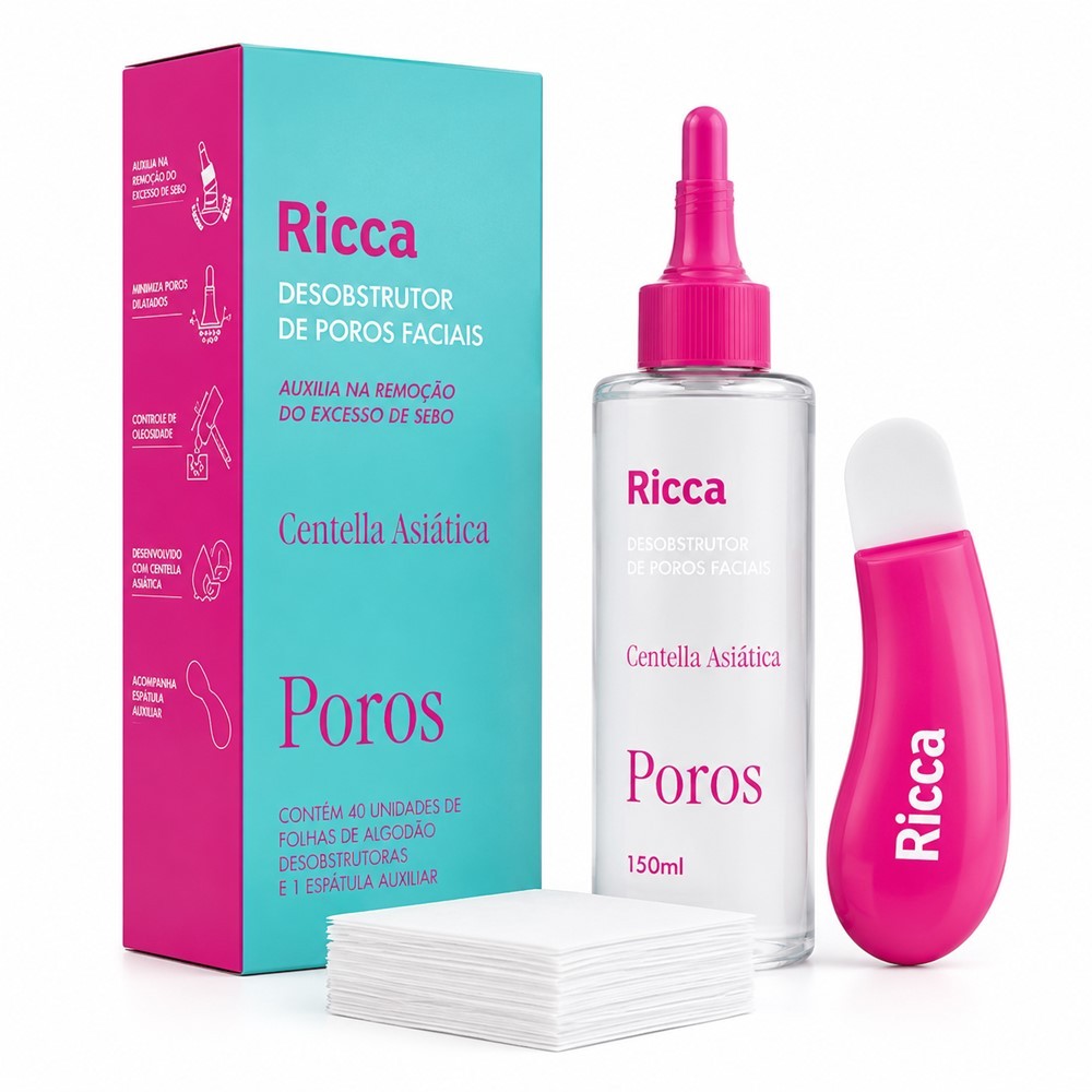 Desobstrutor de Poros Facial Pele Oleosa Acnéica Folhas de Algodão Ricca 40unidades