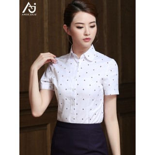 Xianghang companhias aéreas uniforme camisa profissional feminina de manga curta impressa camisa branca recepção macacão