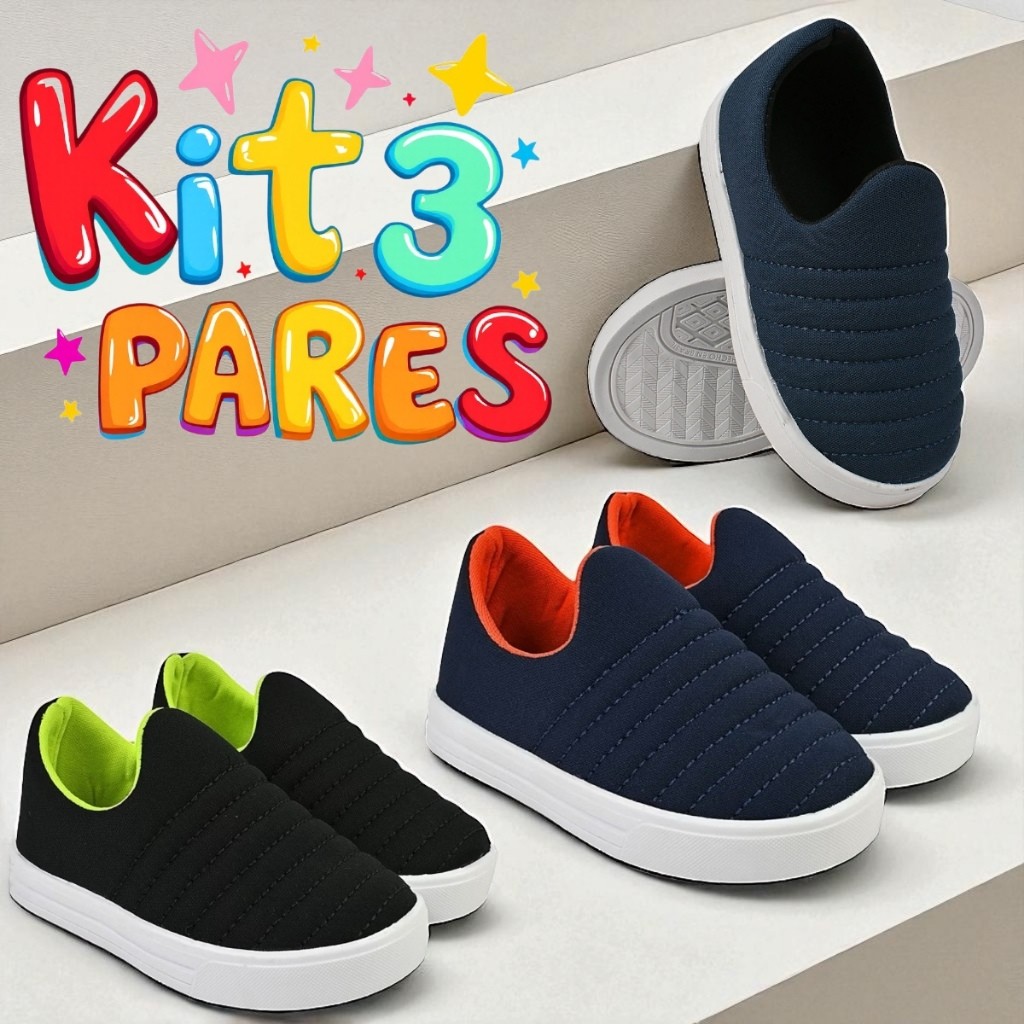 KIT 3 PARES CALCE FACIL INFANTIL PARA MENINO em Oferta na Shopee