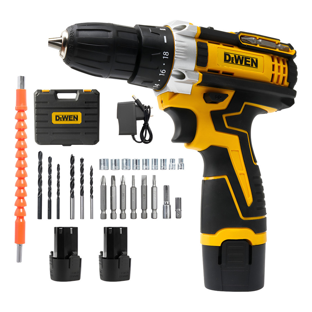Furadeira, Parafusadeira, Mandril 3/8", 18+1 Torque Ajustável, Chave de Fenda Elétrica, Ferramenta DIY Doméstica